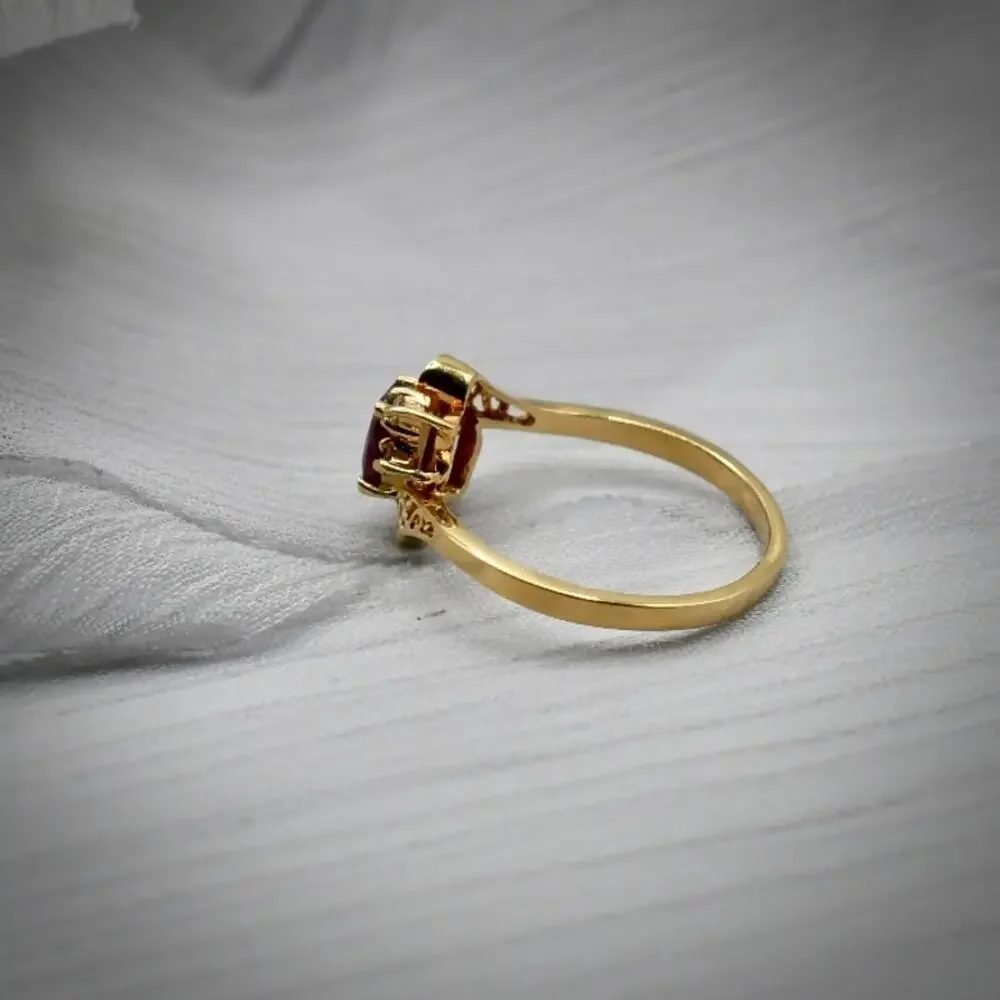 Vintage IGC 14K Yellow Gold Natural Pink Spinel White Sapphire Ring 6.25 2.14G